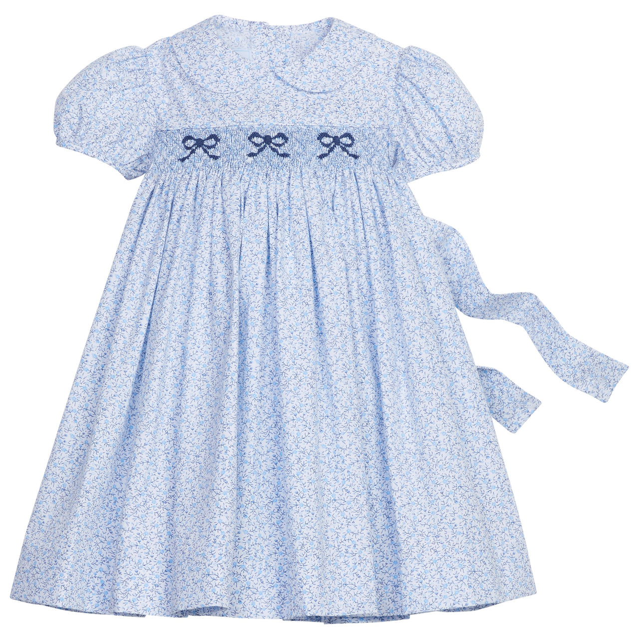 Little English Smocked Peter Pan Dress Blue Vinings 5109