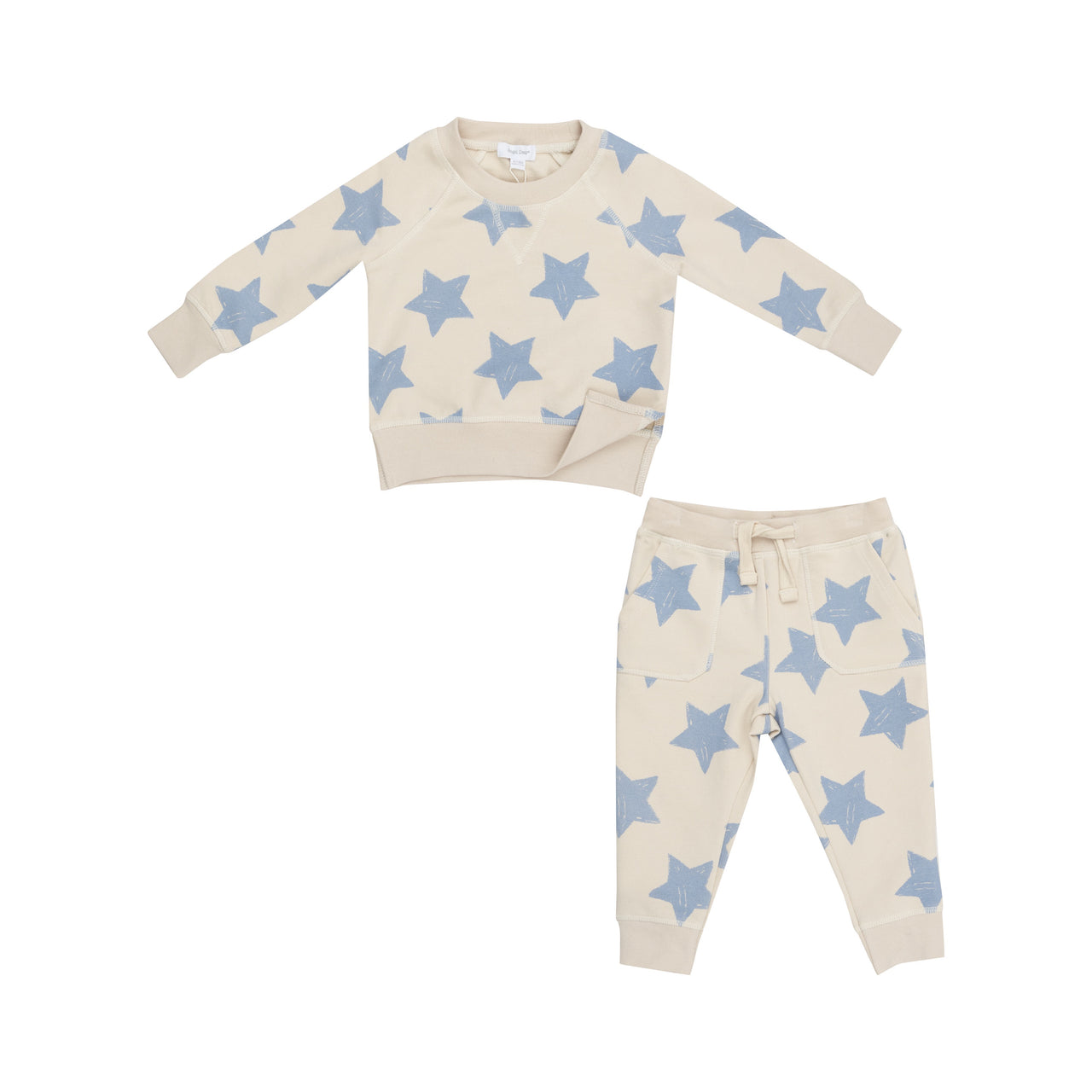 Angel Dear French Terry Sketchy Stars Blue - Raglan Sweatshirt & Jogger Set 493-F24-STA1 5109