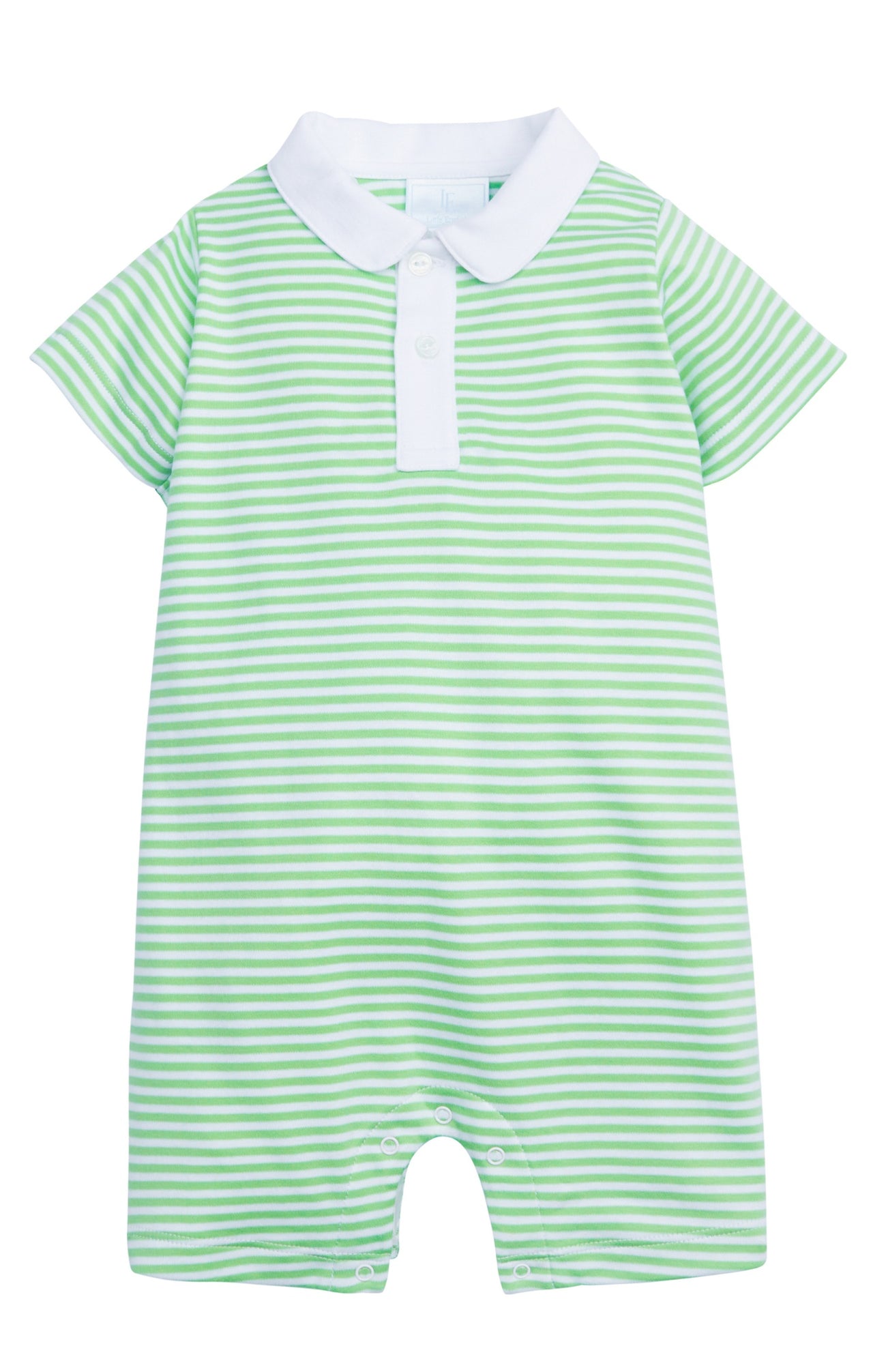 Little English Peter Pan Polo Romper Green Stripe 5202