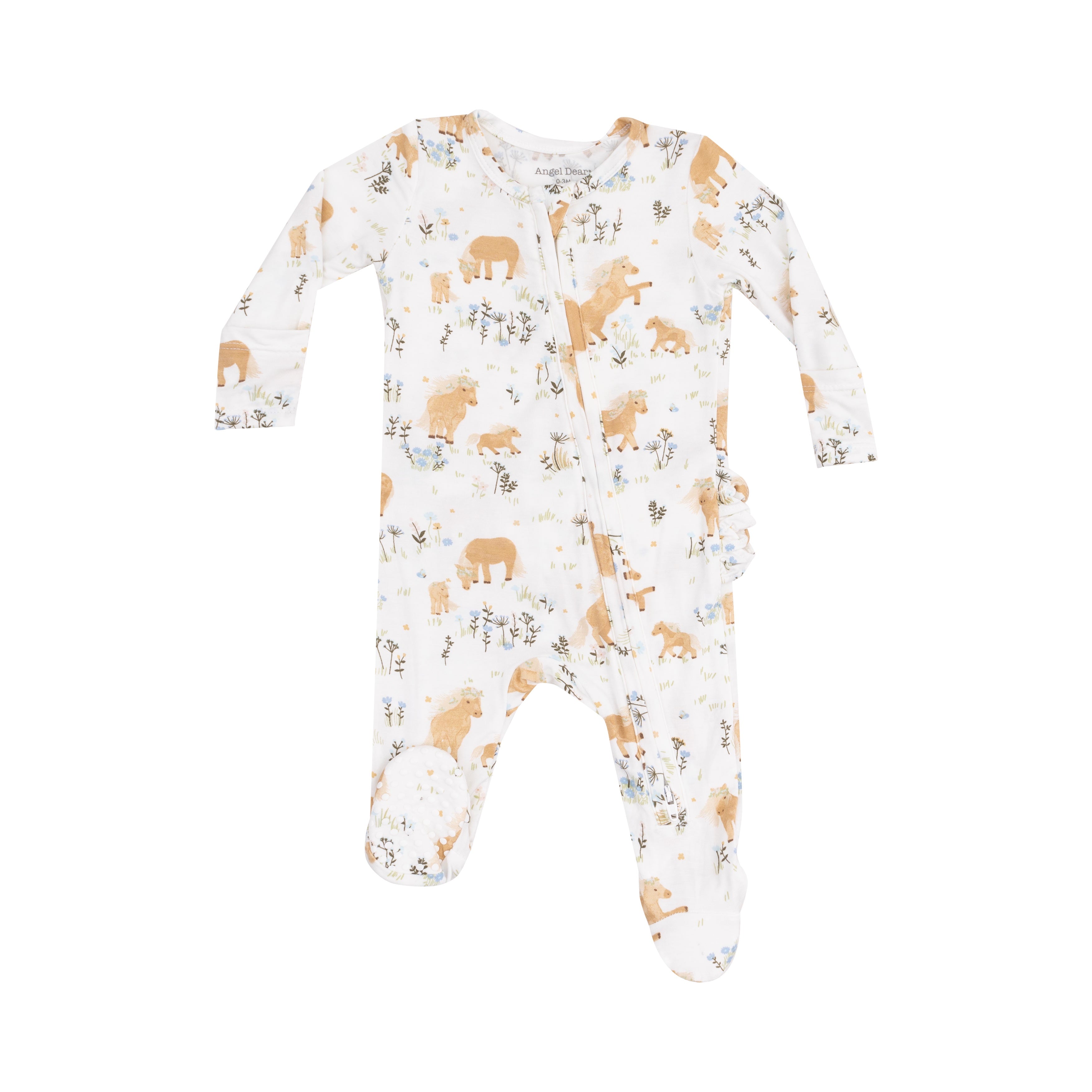 Angel Dear Pretty Ponies 2 Way Zipper Ruffle Back Footie  5202