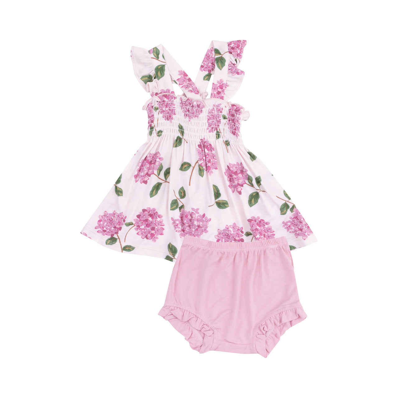 Angel Dear Hydrangeas Ruffle Strap Smocked Top & Diaper Cover 5202