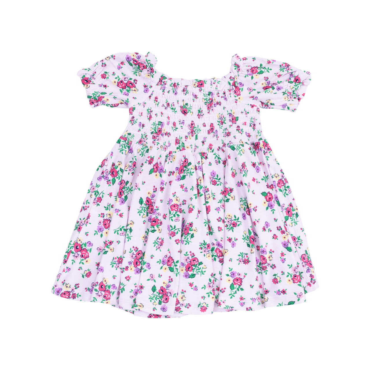 Angel Dear Preppy Roses Puff Sleeve Smocked Dress 5202