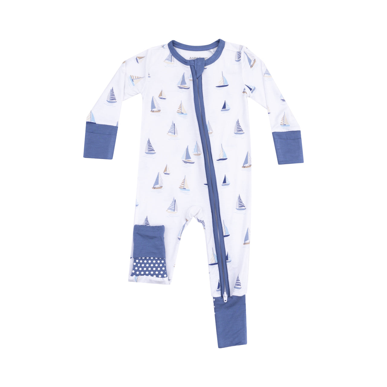 Angel Dear Sailboats Blue 2 Way Zipper Romper 5202