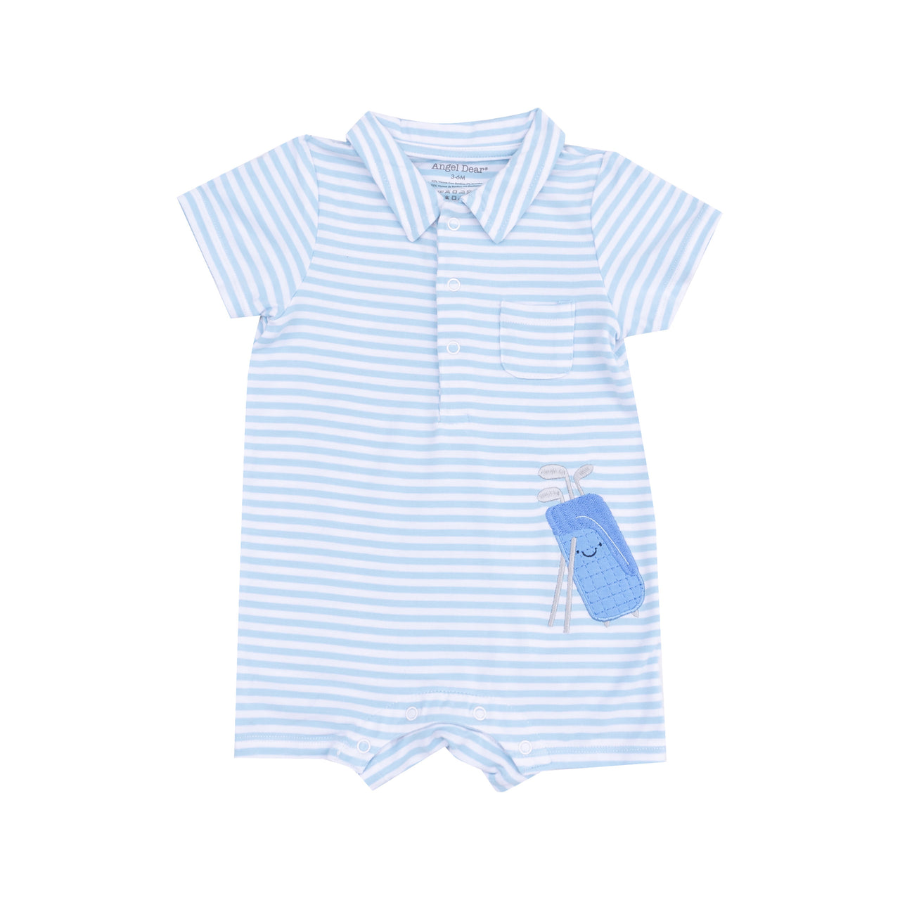 Angel Dear Golf Blue Stripe Applique Polo Shortie W/Applique  5202