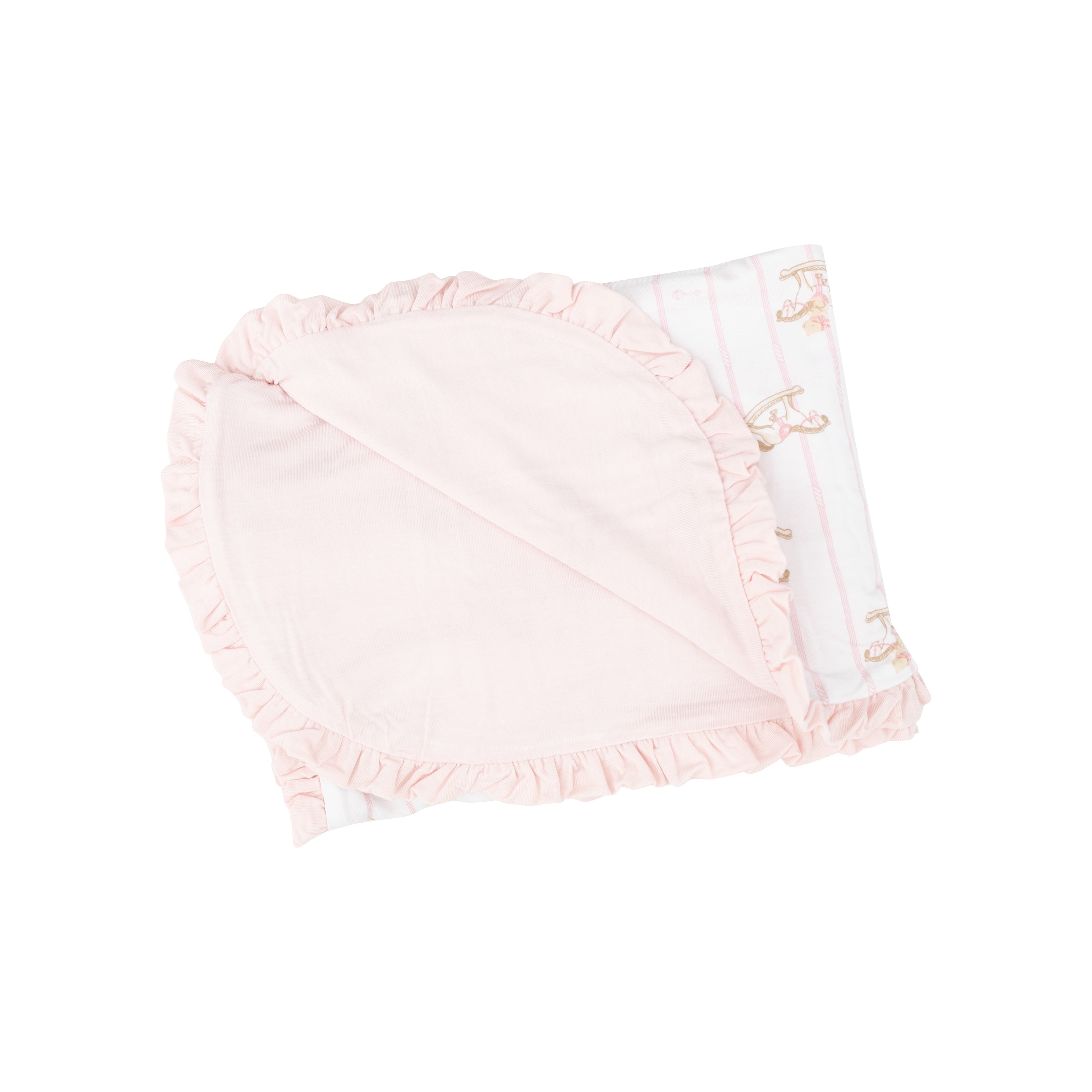 Angel Dear Vintage Rocking Horse Pink Ruffle Receiving  Blanket 828-S25-VRP1 5203