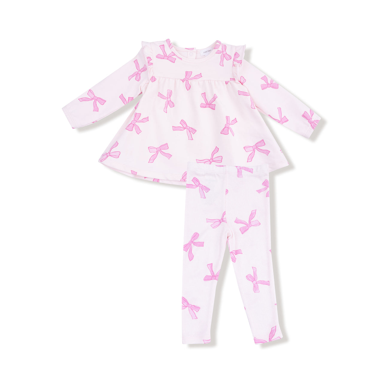 Angel Dear Ruffle Top And Ribbed Legging Pink/Hot Pink Bows 546-F25-PRF2 5208