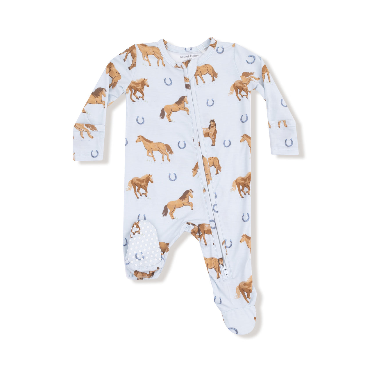 Angel Dear Horses Blue 2 Way Zipper Footie 651-F25-WHB 5208