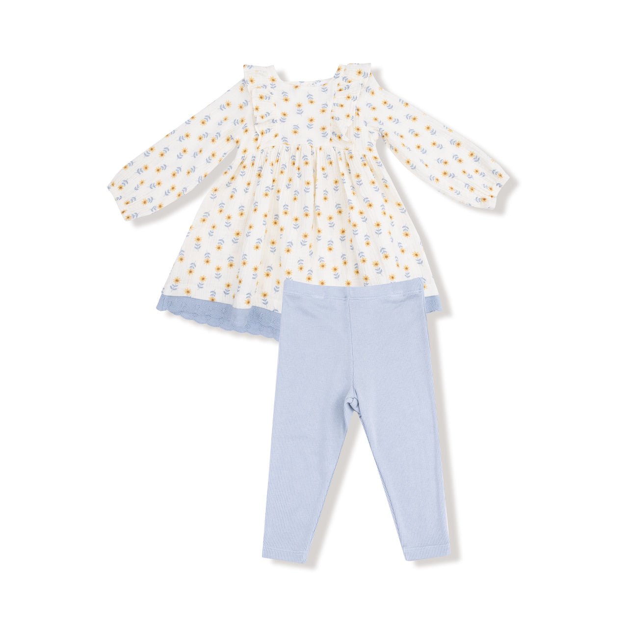Angel Dear Western Sunflower Dress W/Eyelet Trim & Ribbed Legging 655-F25-WSN 5208