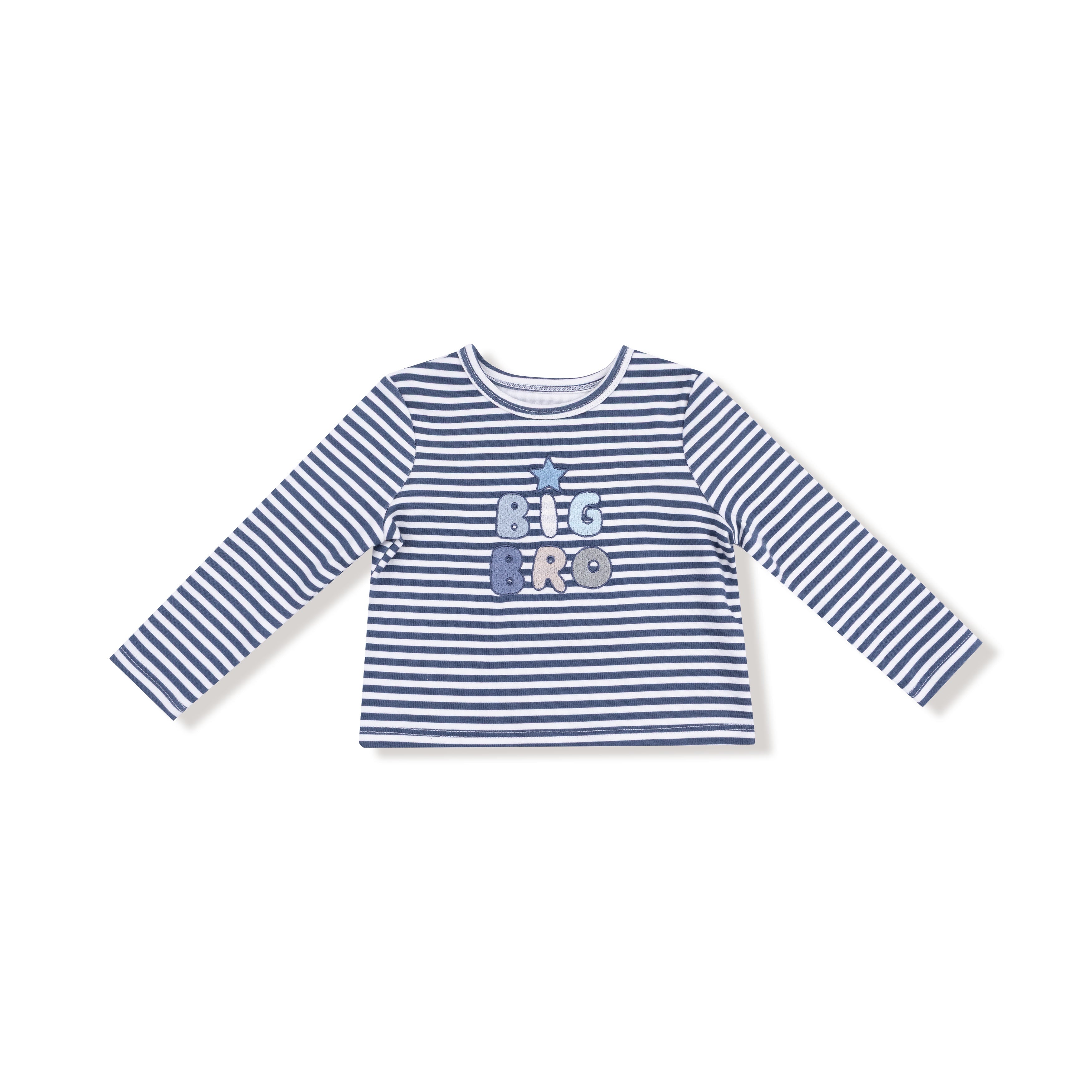 Angel Dear Stripes W/Sibling Embroidery Organic Cotton Jersey Big Bro Uni L/S Shirt 945-F25-SSE 5208
