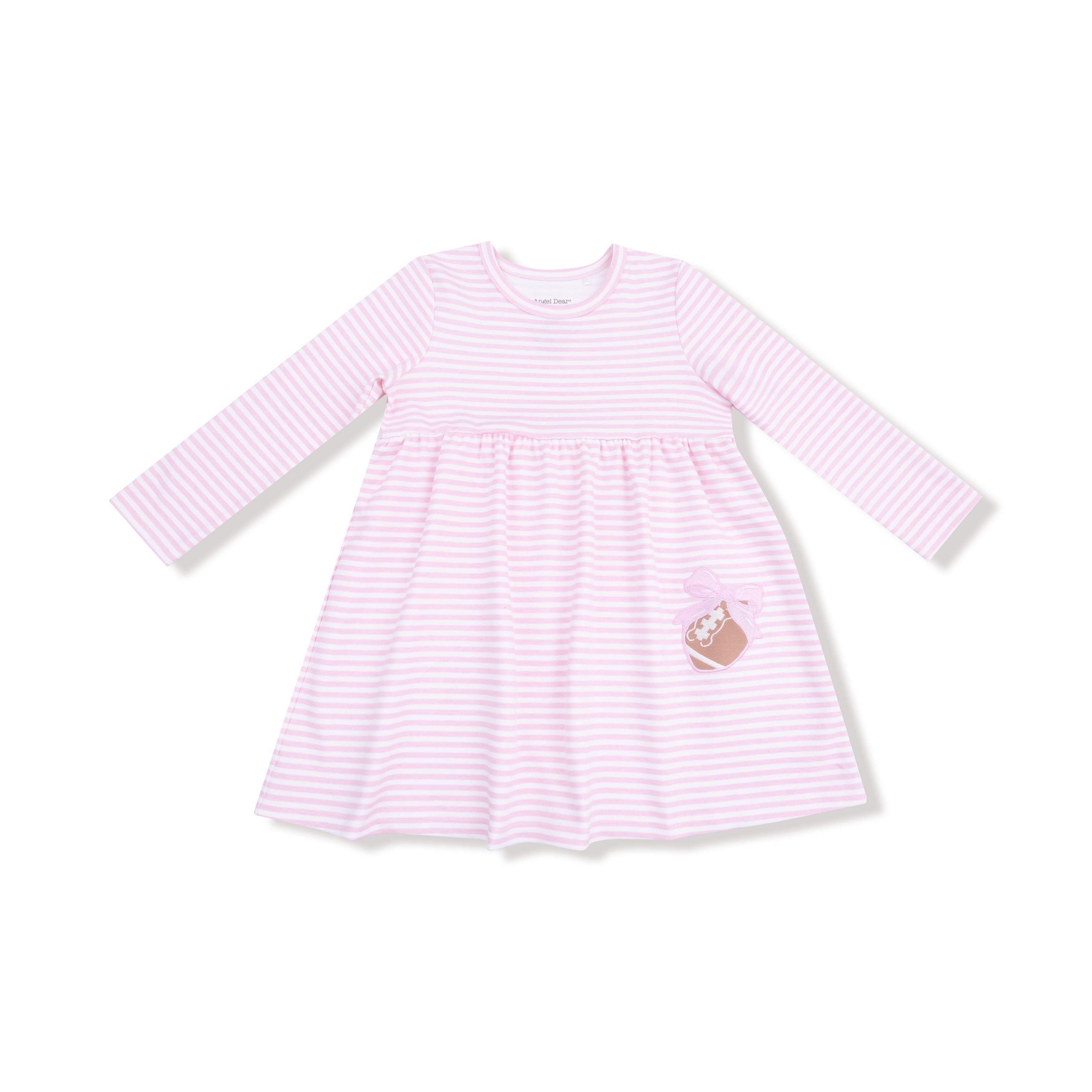 Angel Dear Stripes W/Football Organic Cotton Jersey L/S Play Dress Pink/White 952A-F25 5208