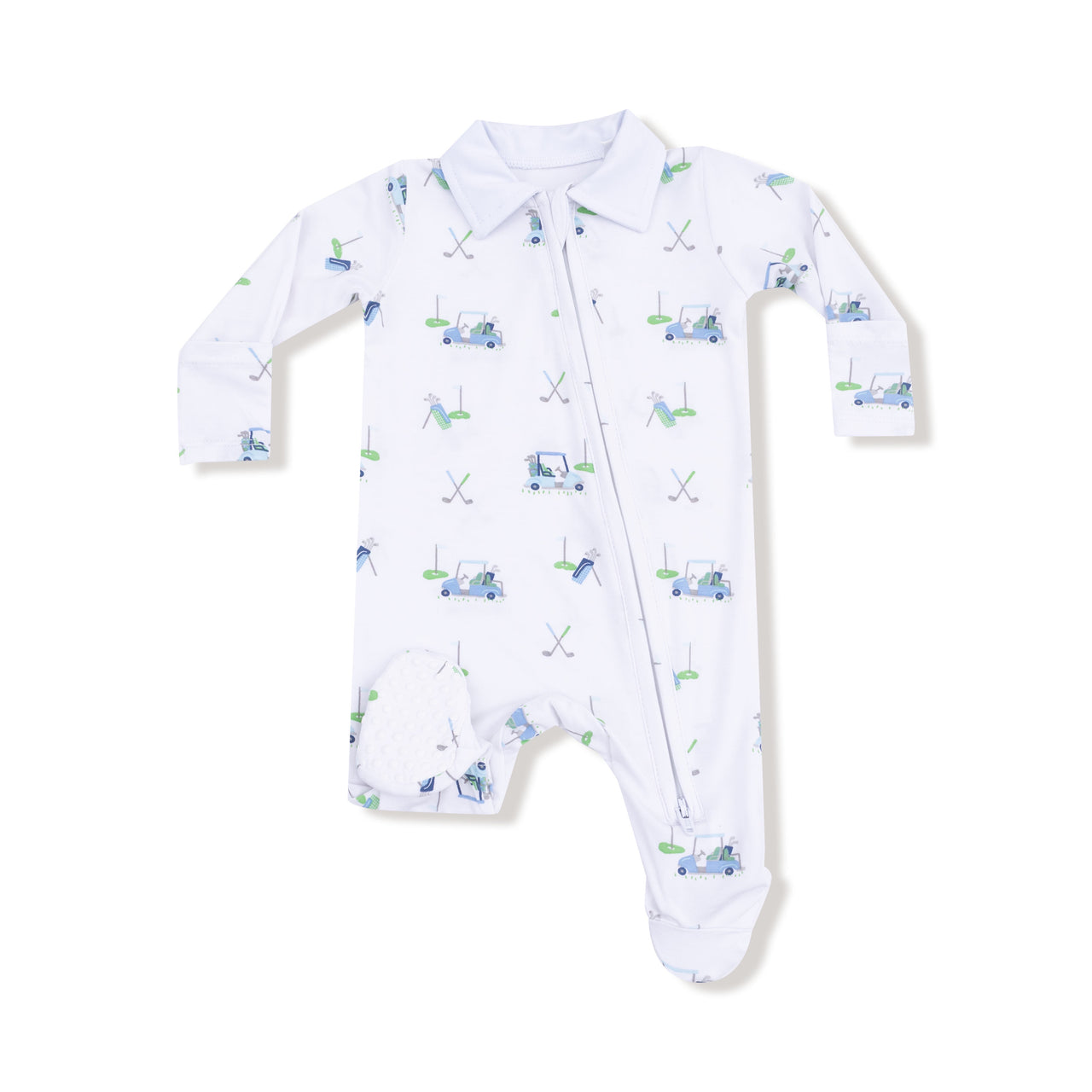 Angel Dear Baby Golf Carts Blue Polo 2 Way Zipper Footie 838-F25-BGB 5209