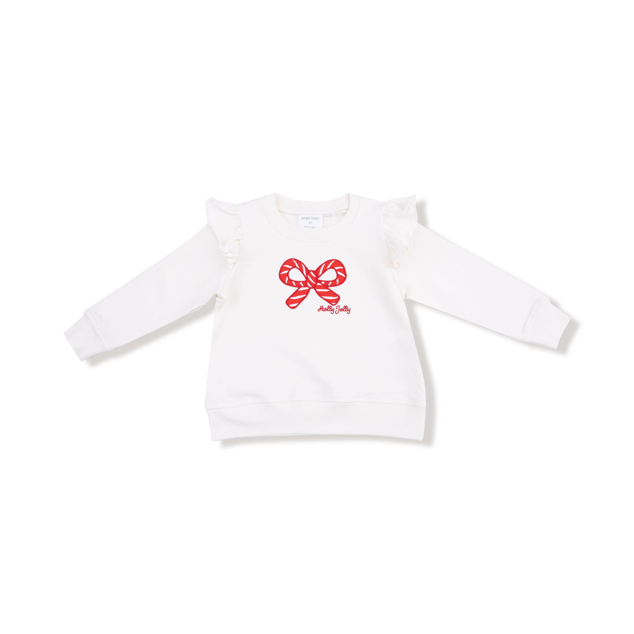 Angel Dear Candy Canes Ruffle Shoulder French Terry Sweatshirt 411A-F25-CCS 5209