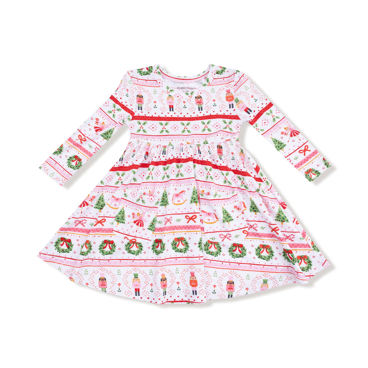 Angel Dear Sugar Plum Fairy Nutcracker Fair Isle Pink Twirly L/S Dress 544-F25-SPF4 5209