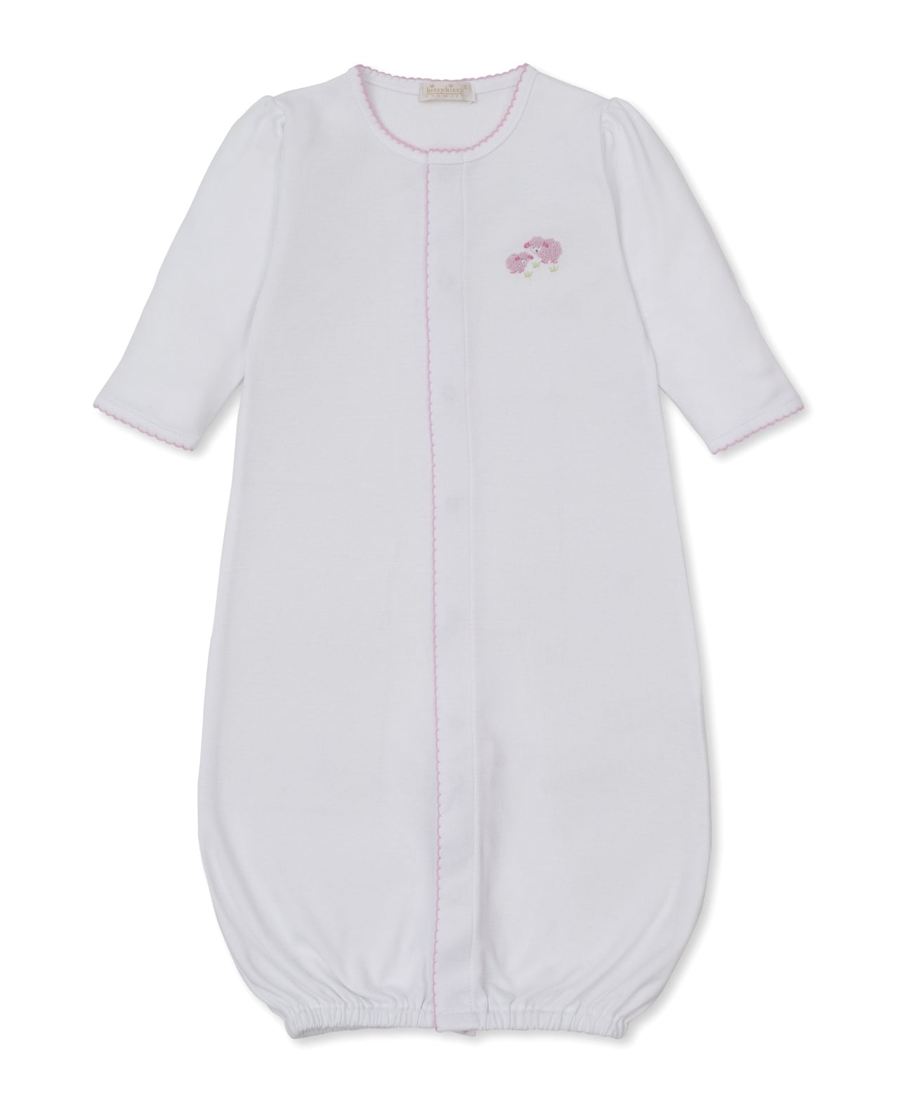 Kissy Kissy  Premier Sweet Sheep  Converter Gown W/Hand Emb White/Pink KGW13739N 5211