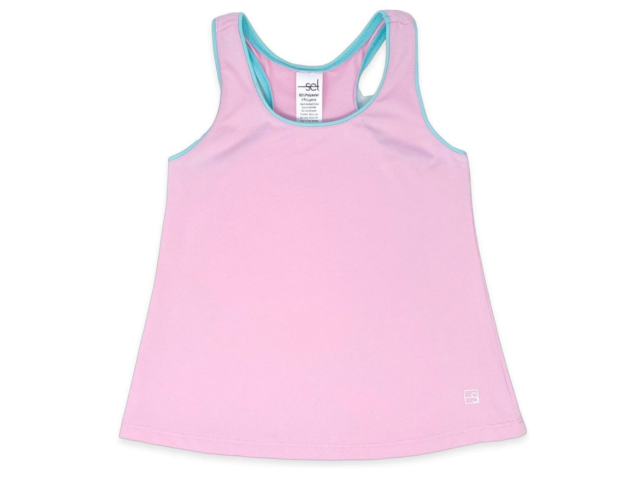 Set Athleisure Riley Tank Cotton Candy Pink W/Turquoise Piping 5112