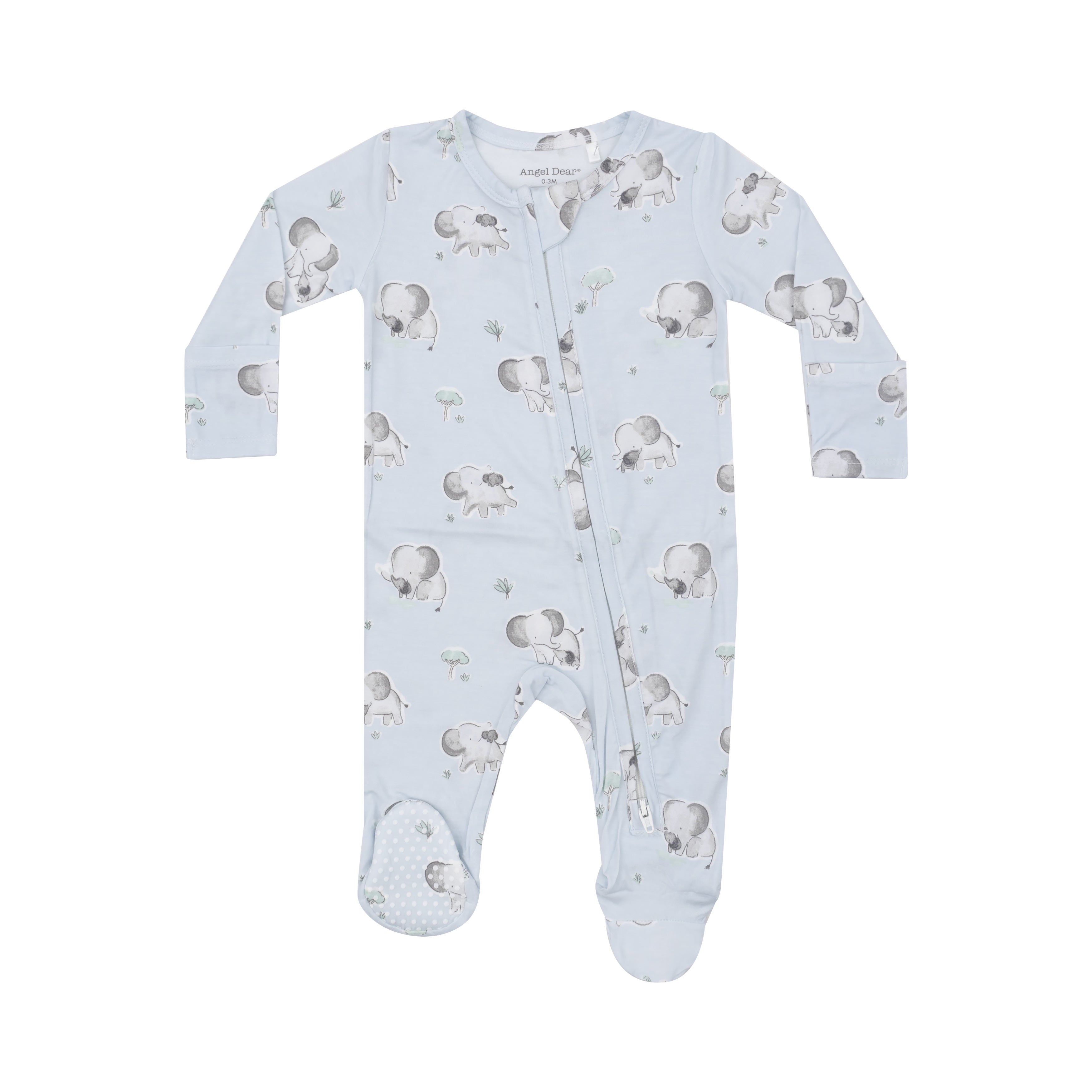 Angel Dear Gray Elephants - Blue 2 Way Zipper Footie 651-F24-GEB 5108