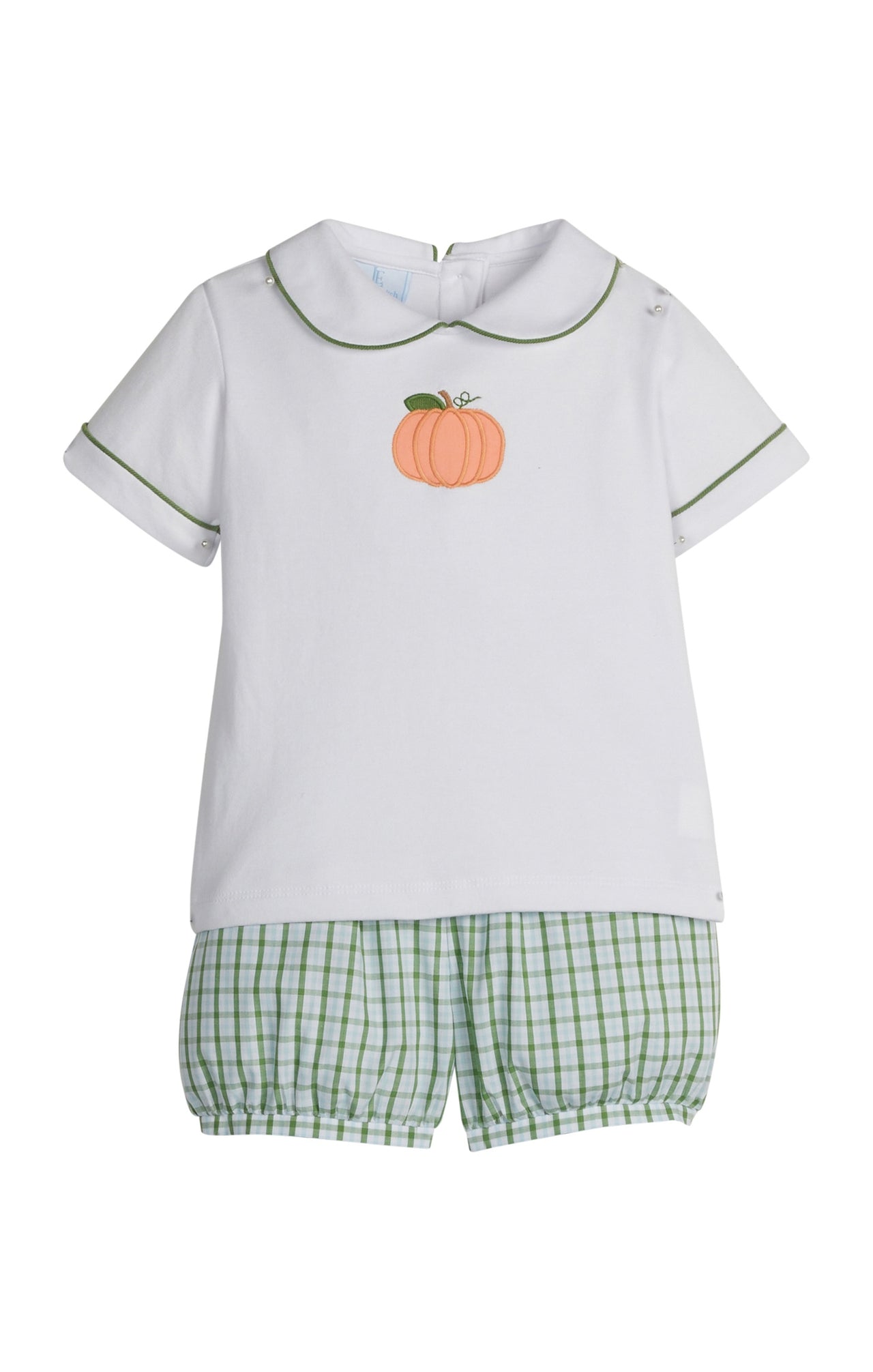 Little English Applique Peter Pan Banded Short Set Pumpkin 5207