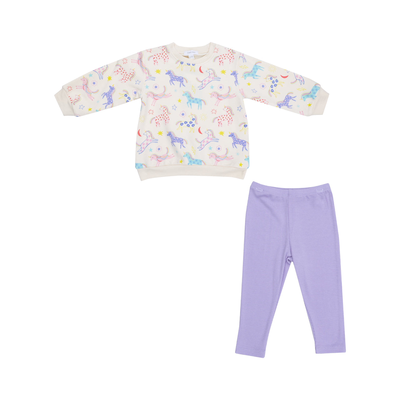 Angel Dear French Terry Fun Unicorns - Puffy Oversized Sweatshirt and Rib Legging 410-F24-UNi 5108