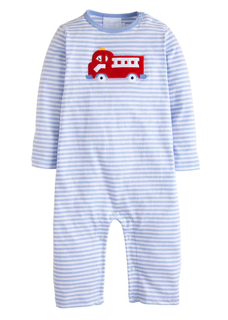 Little English Applique Romper Fire Truck 5208