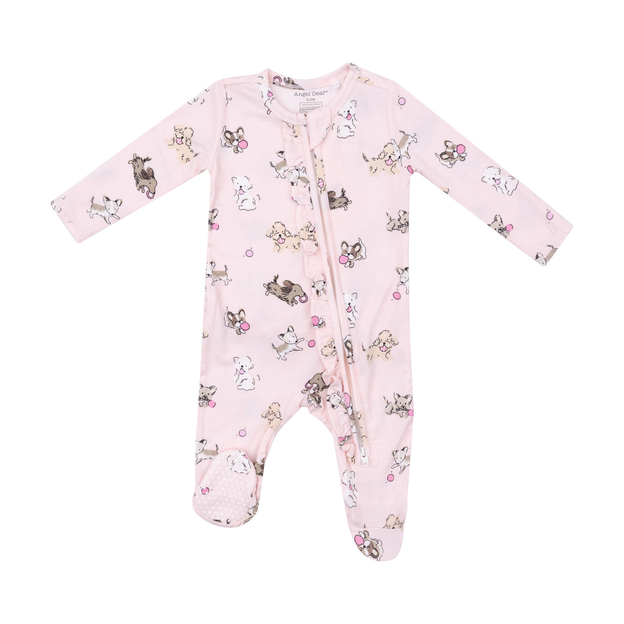 Angel Dear Fluffy Puppies 2 Way Ruffle Zipper Footie 128-F24-FLP 5108