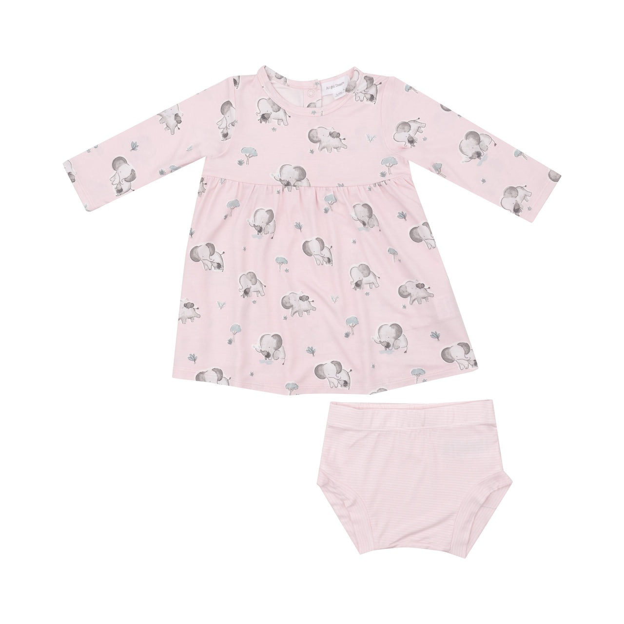 Angel Dear Grey Elephants Pink Simple Dress & Bloomer 237-F24-GEP 5108