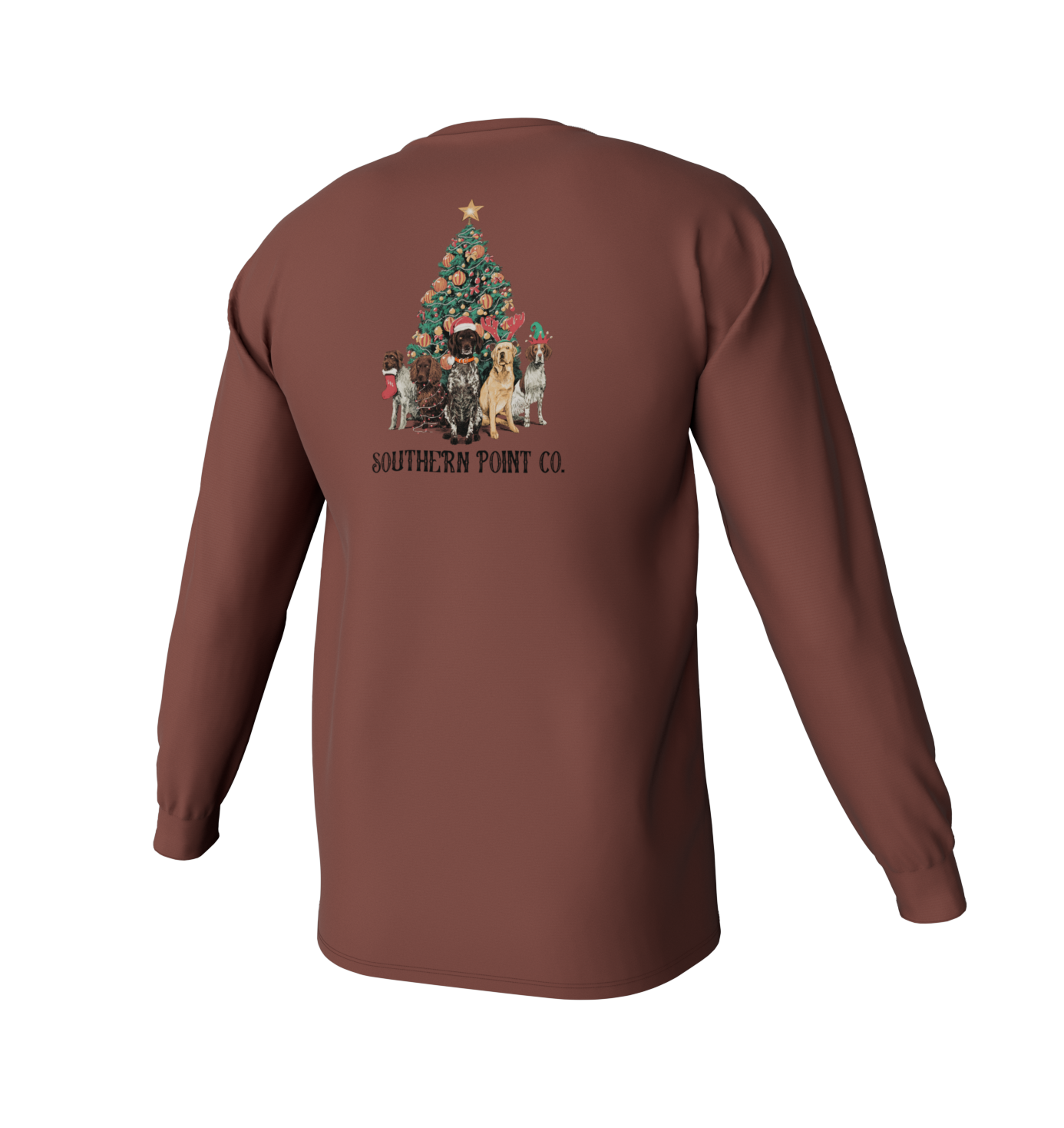Southern Point Youth Gun Dog Christmas Long Sleeve Pocket Tee Chili Oil YSLT793 5210