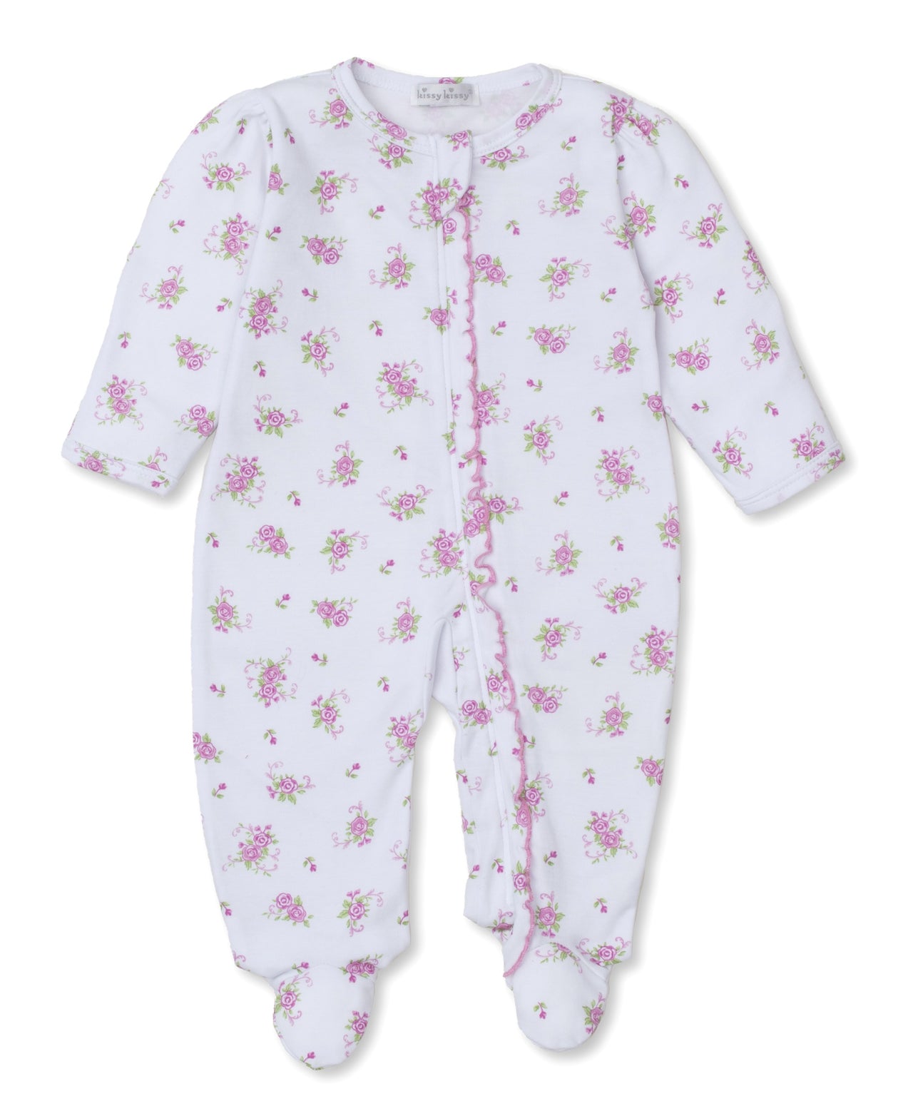 Kissy Kissy Pink Rose Scrolls Footie W/Zip PRT White/Pink KGQ11299N 5108