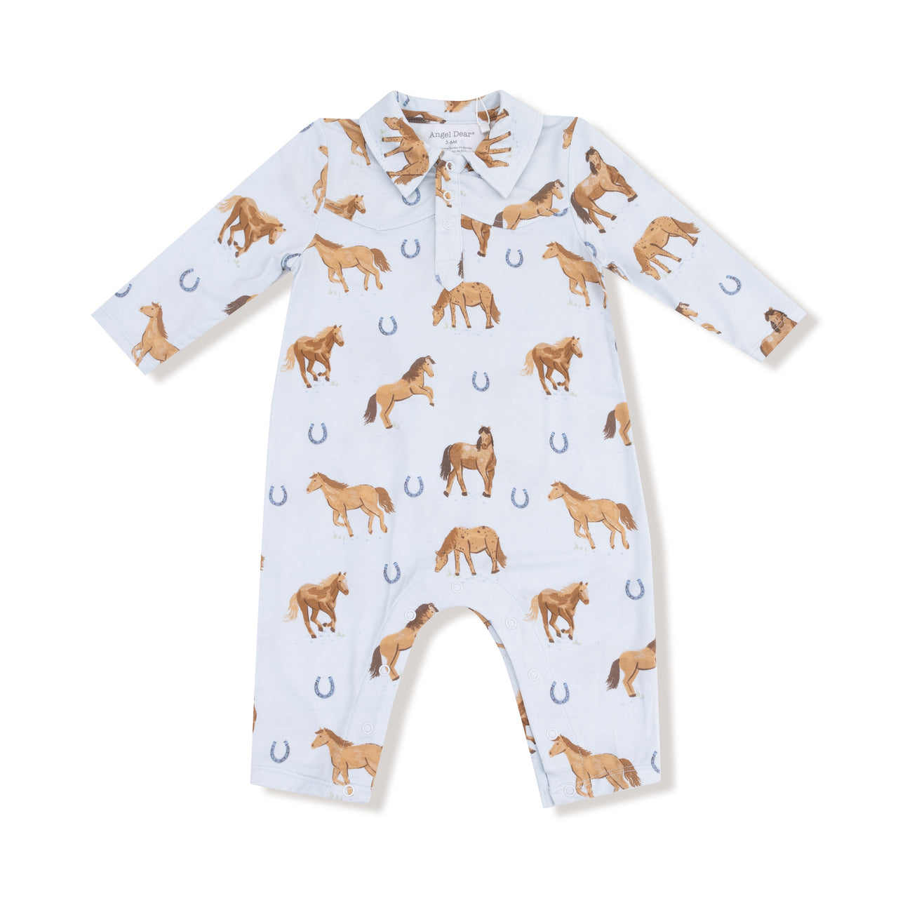 Angel Dear Horses Blue L/S Cowboy Romper 439-F25-WHB 5208