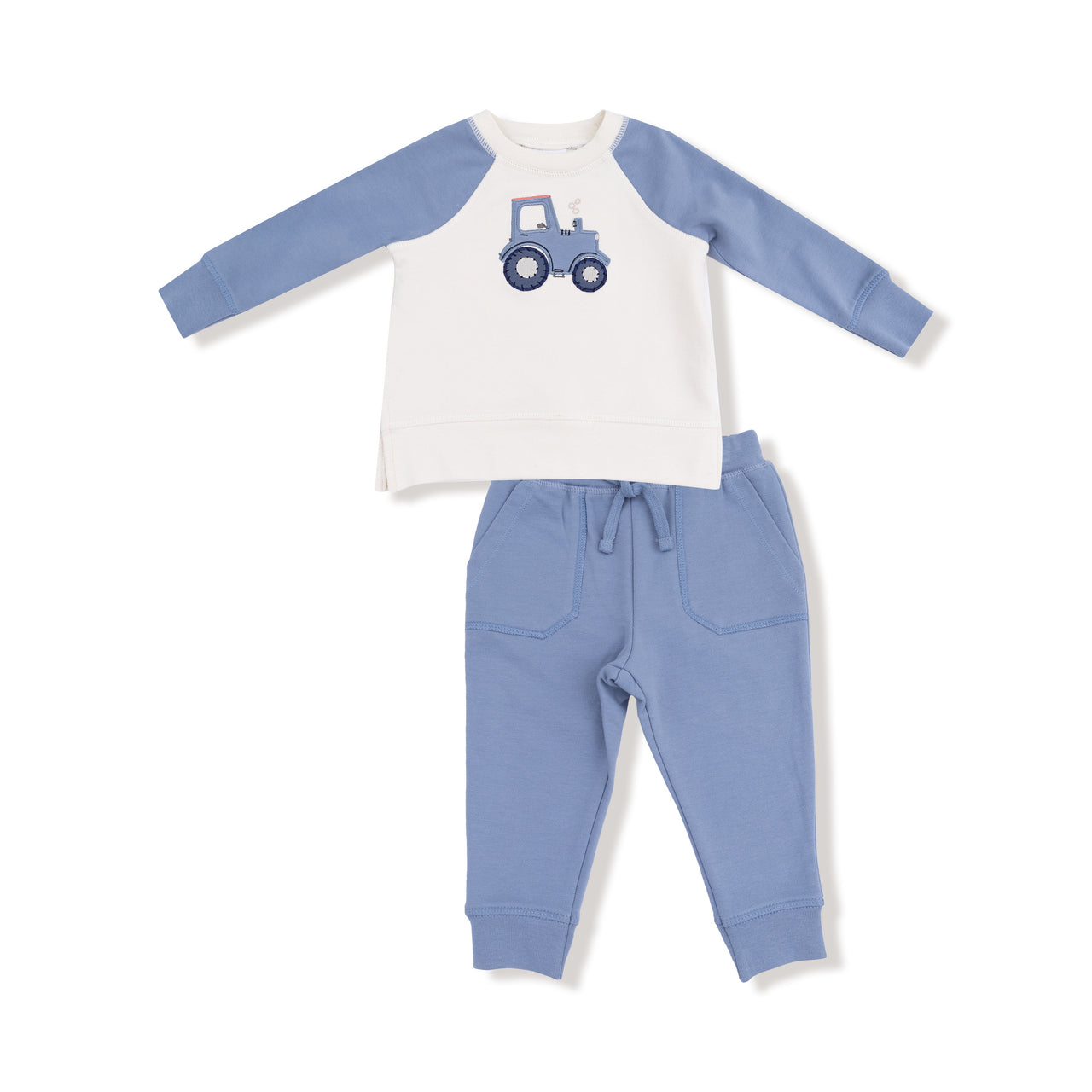 Angel Dear French Terry Mini Tractors Raglan Sweatshirt W/French Terry Applique & Jogger 439T-F25 5208
