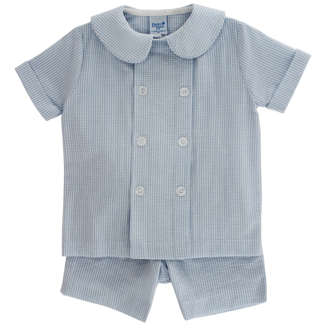 Bailey Boys Blue Check Seersucker Dressy Short Set 26400-DSS 5302