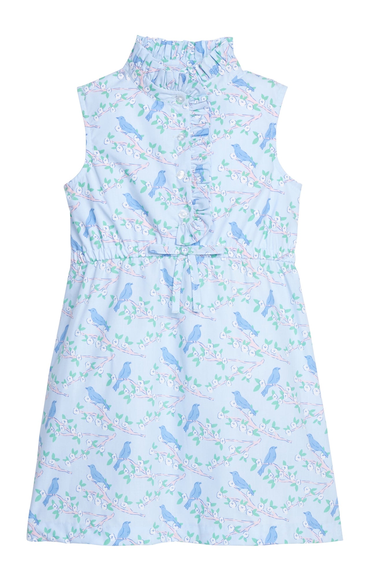 Little English Sleeveless Ruffled Shirt Dress Cherry Blossoms 5301