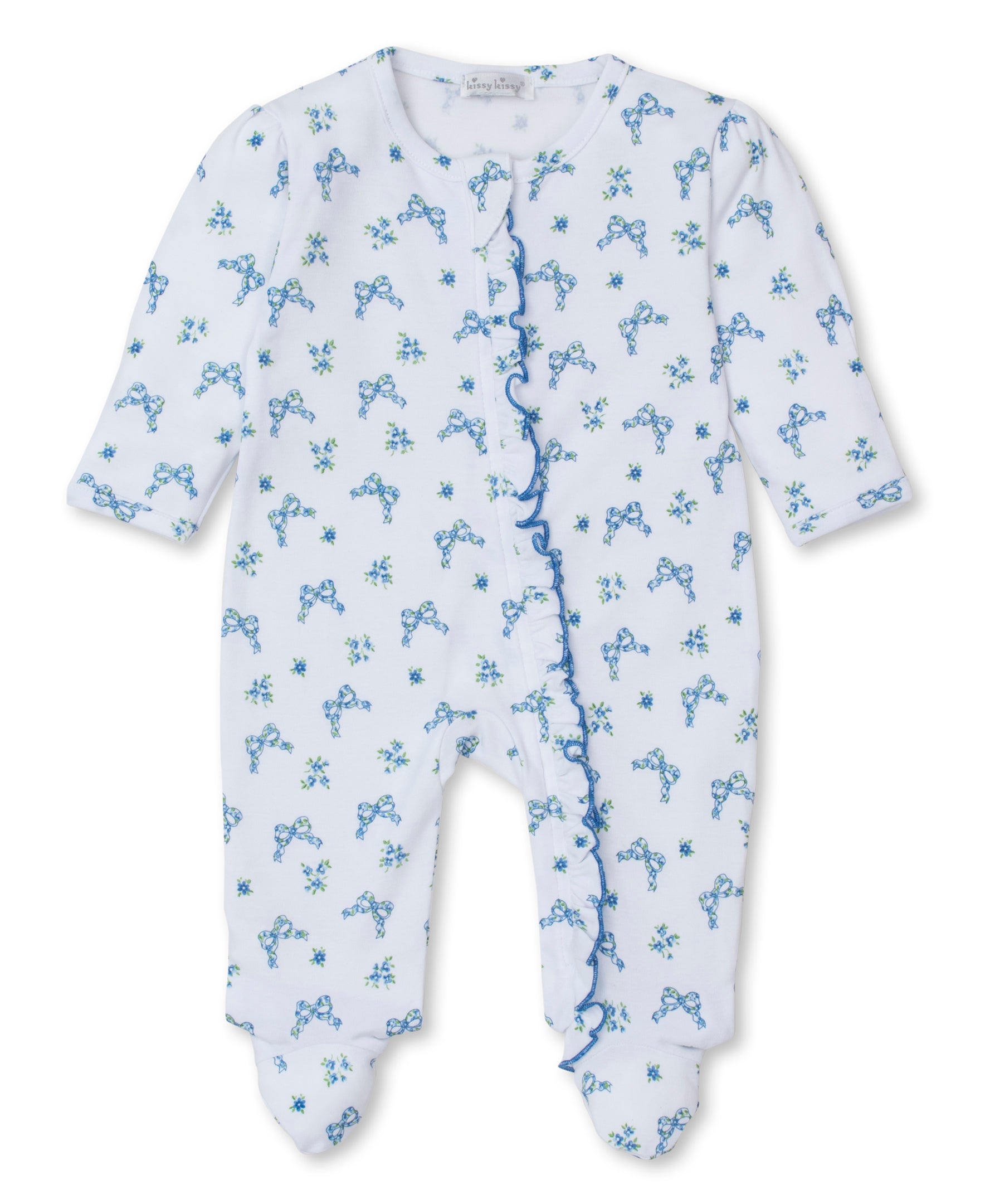 Kissy Kissy Blooming Bows Footie W/Zip 5105 - NB / Blue/KGQ11268N-K480