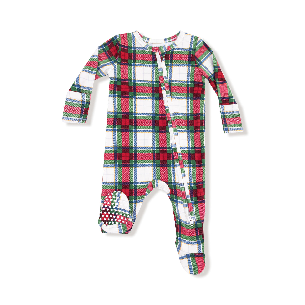 Angel Dear Holiday Plaid 2 Way Zipper Footie Green/Red 651-F25-HPL 5209