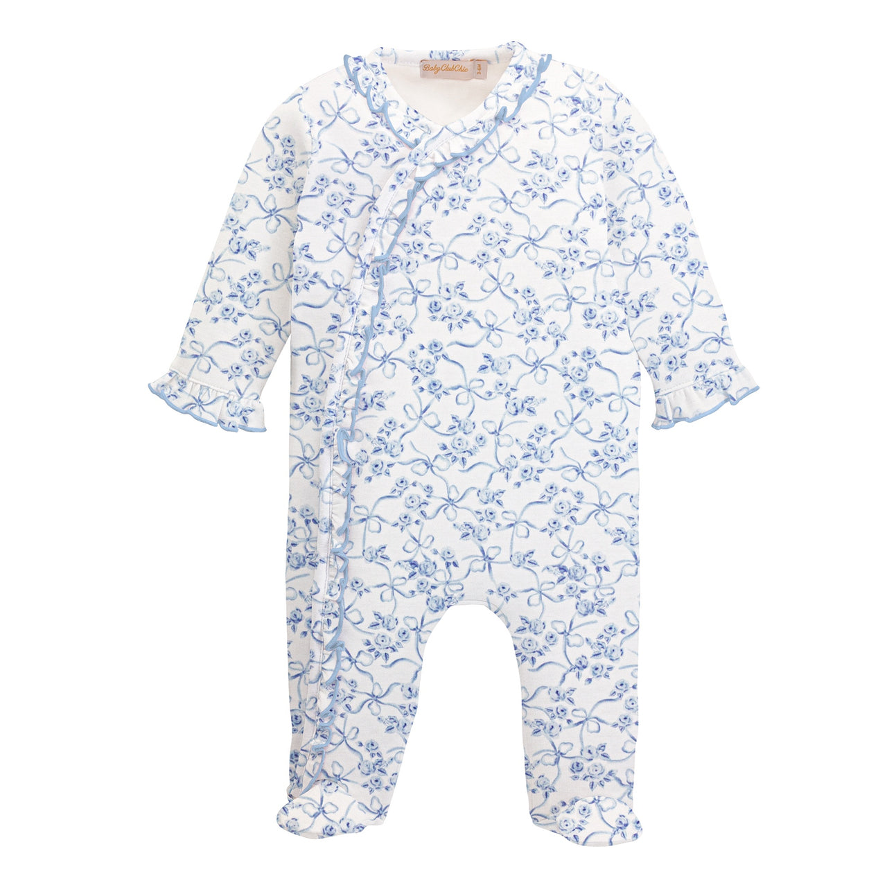 Baby Club Blue Romantic Toile Footie W/Ruffles FOO44332 5301