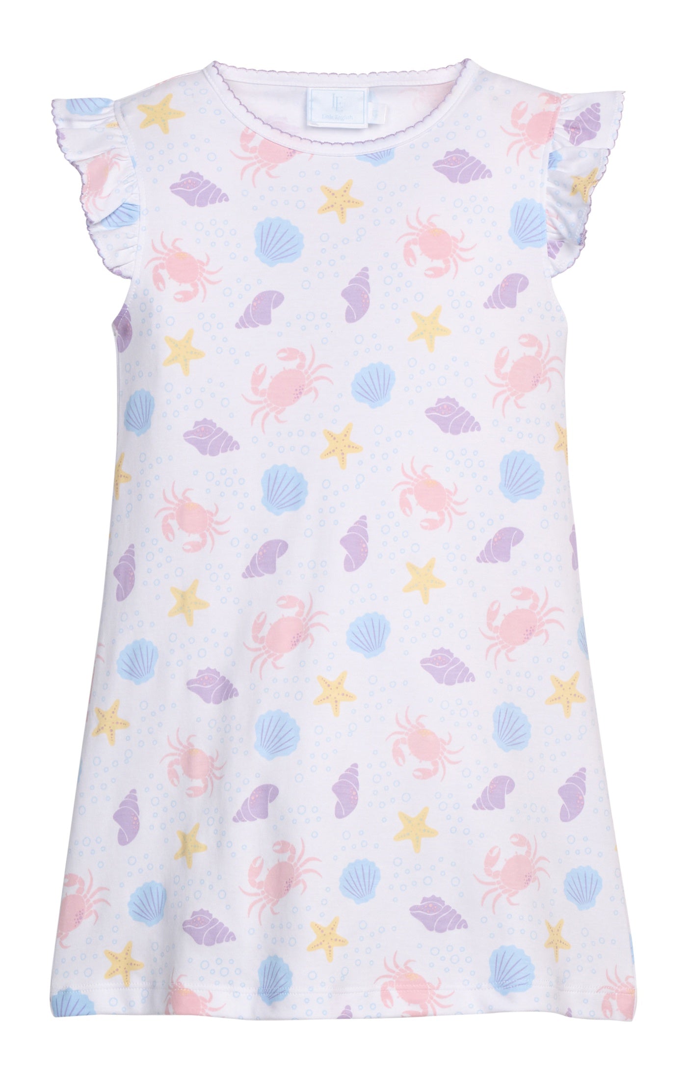 Little English Printed Angel Sleeve Dress Sea Shells 5303