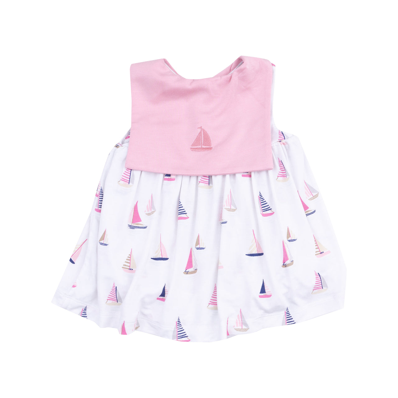 Angel Dear Sailboats Pink Sailor Bodysuit Dress W/Embroidery 5202