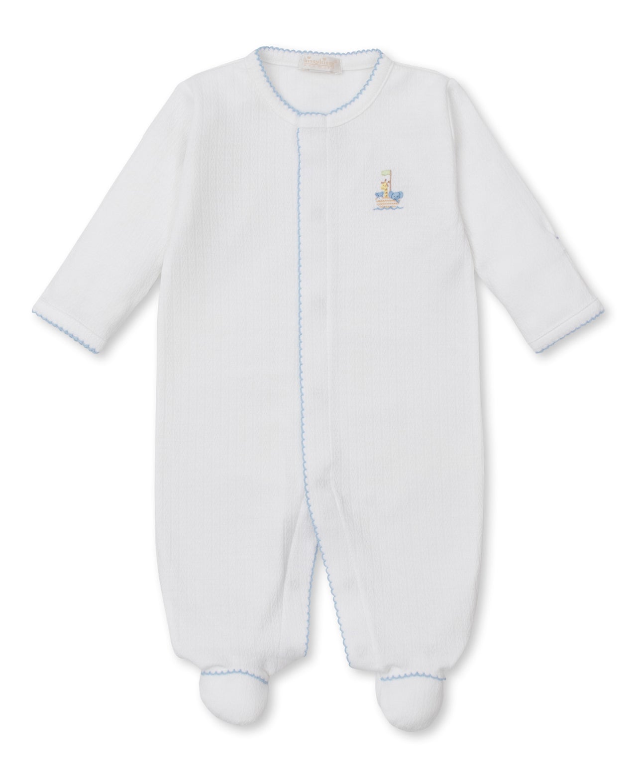 Kissy Kissy Premier Noah's Ark Footie W/Hand Emb White/Trim 5207