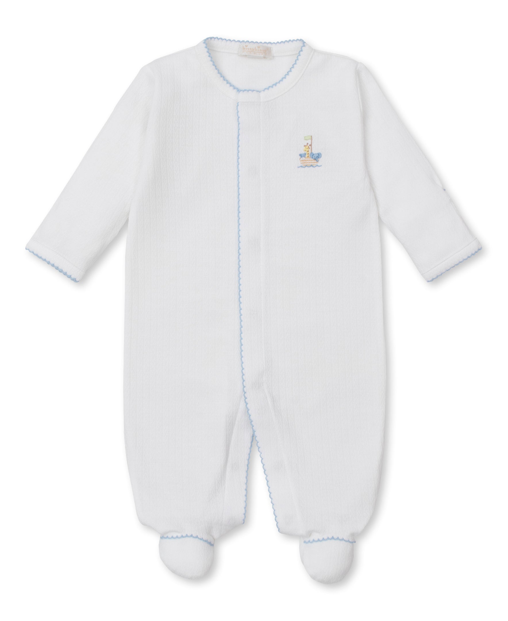 Kissy Kissy Premier Noah's Ark Footie W/Hand Emb White/Trim 5207