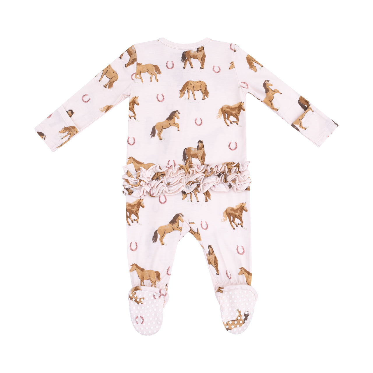 Angel Dear Horses Pink 2 Way Zipper Ruffle Back Footie 653-F25-WHP 5208