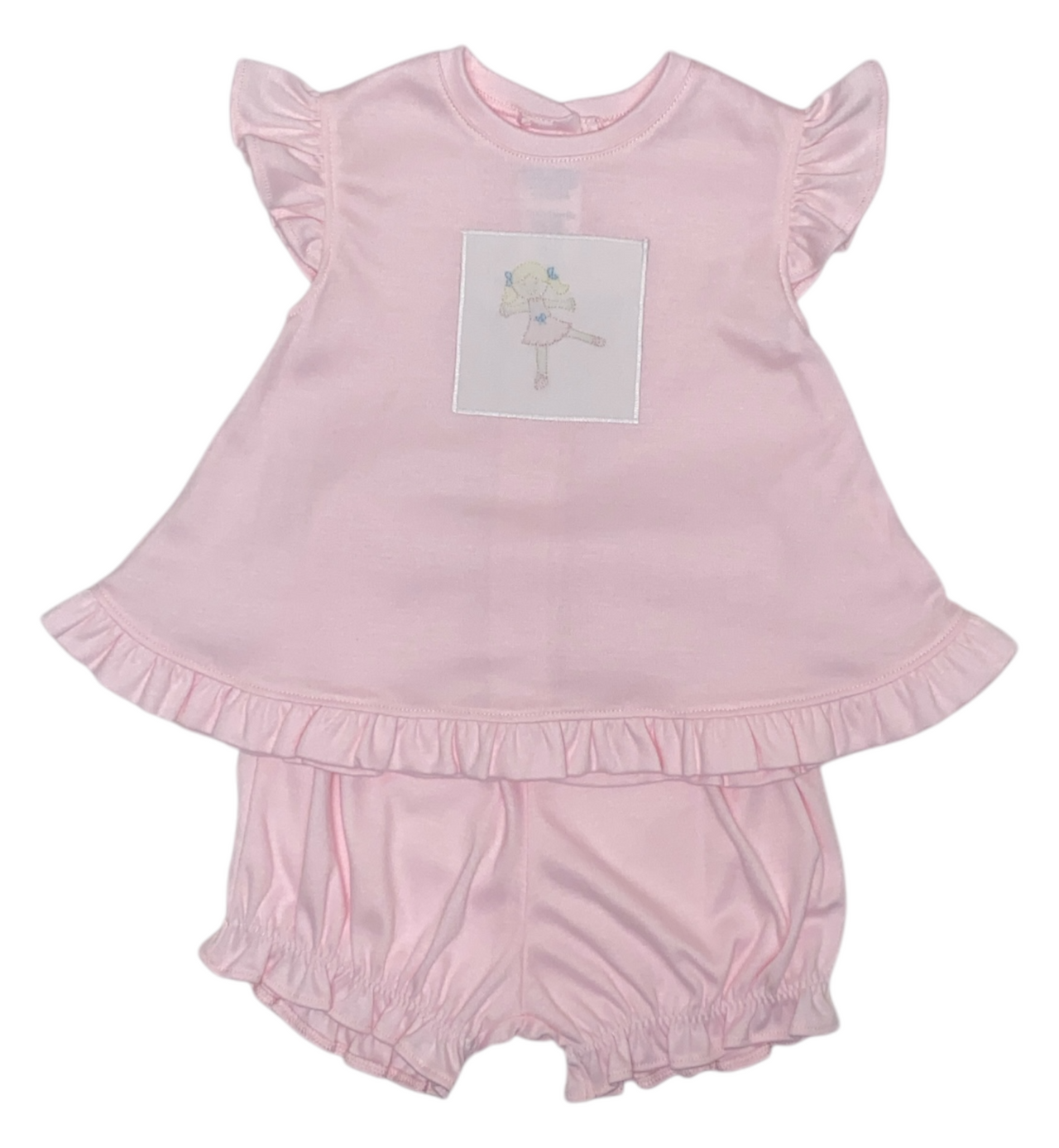 Auraluz 2pc Pink Knit Short Set w/Shadow Emb 6831 5204