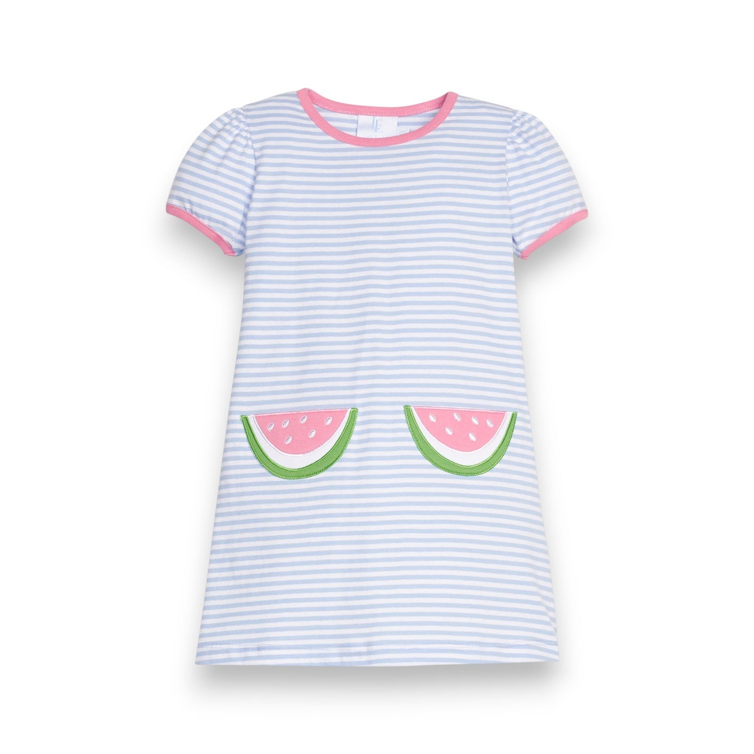 Little English Applique Pocket T-Shirt Dress Watermelon 5303