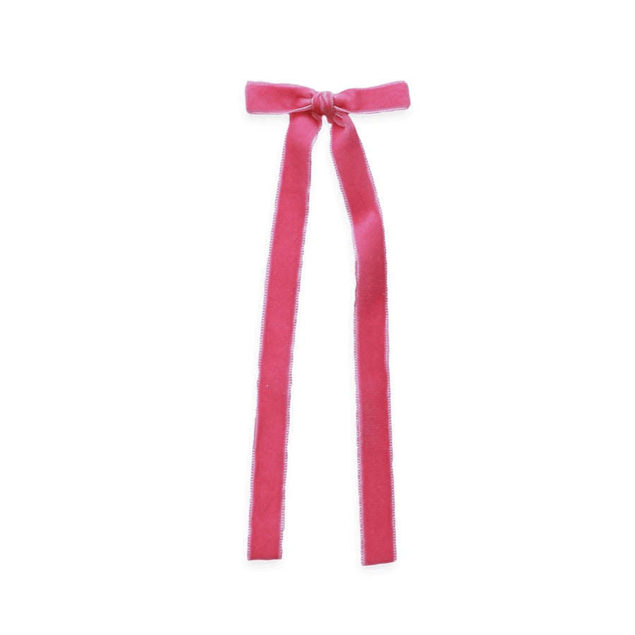 Eva's House Velvet Long Tail Bow Snap Clip 5207