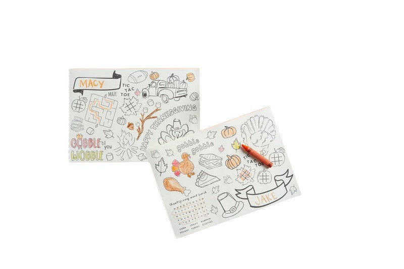 Mud Pie Thanksgiving color me placemat set