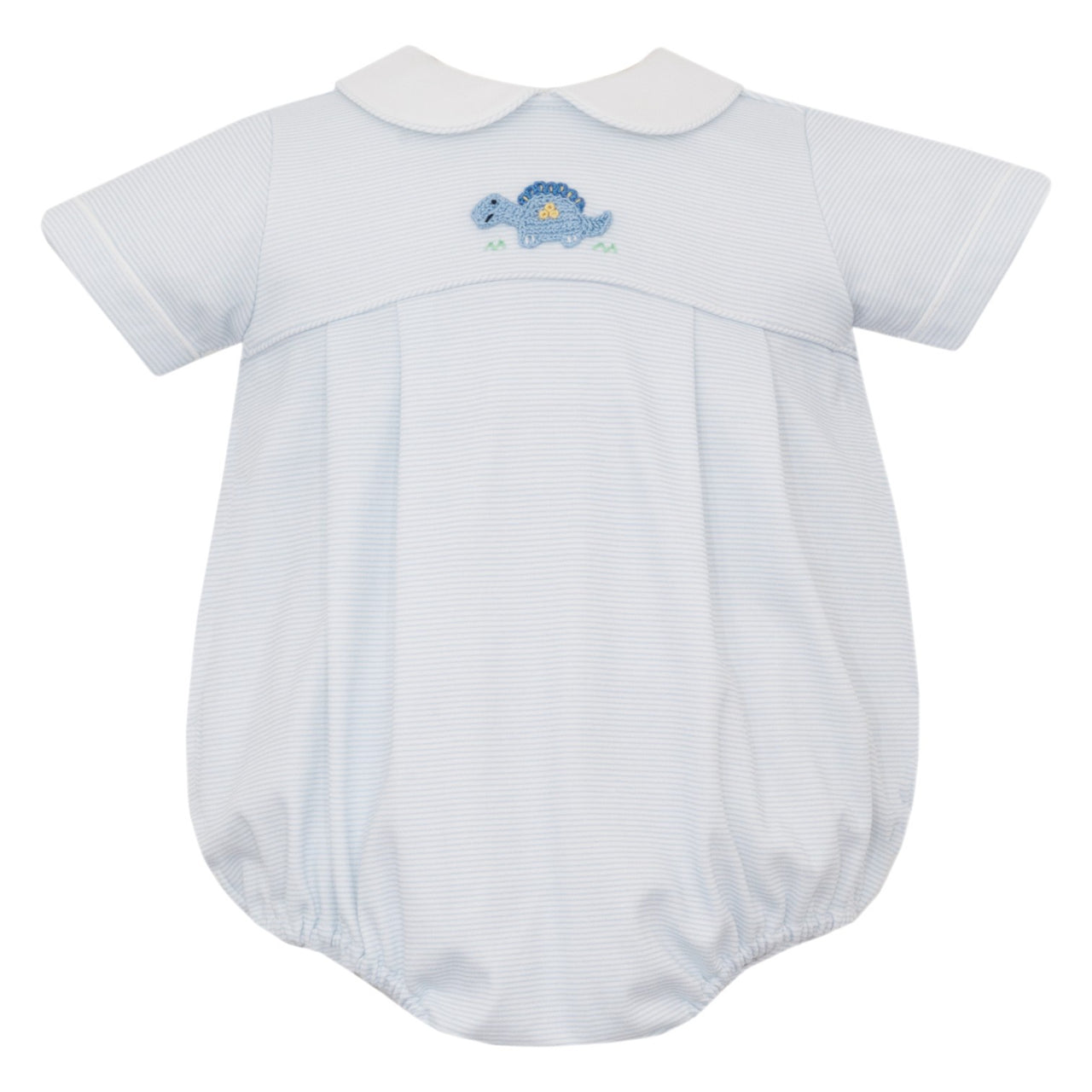Petit Bebe Dinosaur Lt Blue Stripe Knit Boys Bubble S/S 472BB-MF25 5209