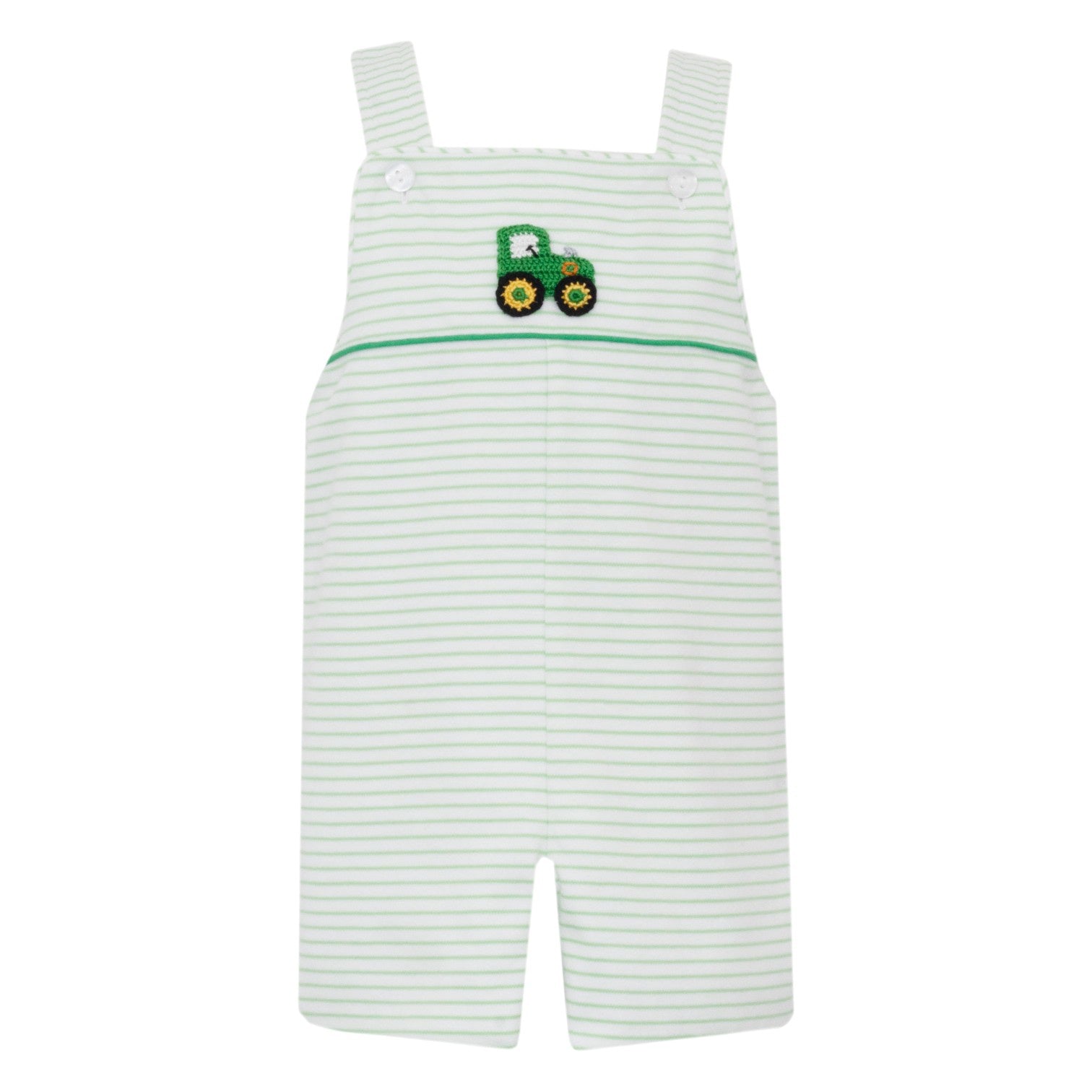 Petit Bebe Tractor Green Stripe Knit Boy's Strap Jon Jon 473K-MF25 5209