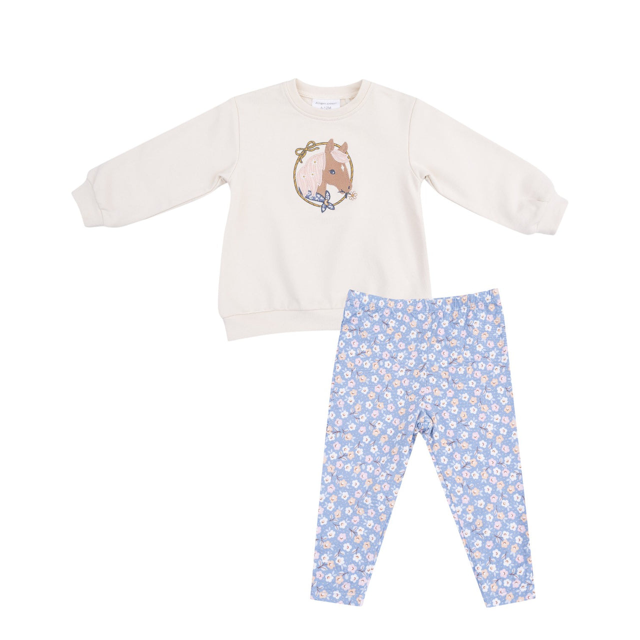 Angel Dear Country Calico Oversized Puff Sleeve French Terry Sweatshirt & Bamboo Legging 814A-F25-COC 5209