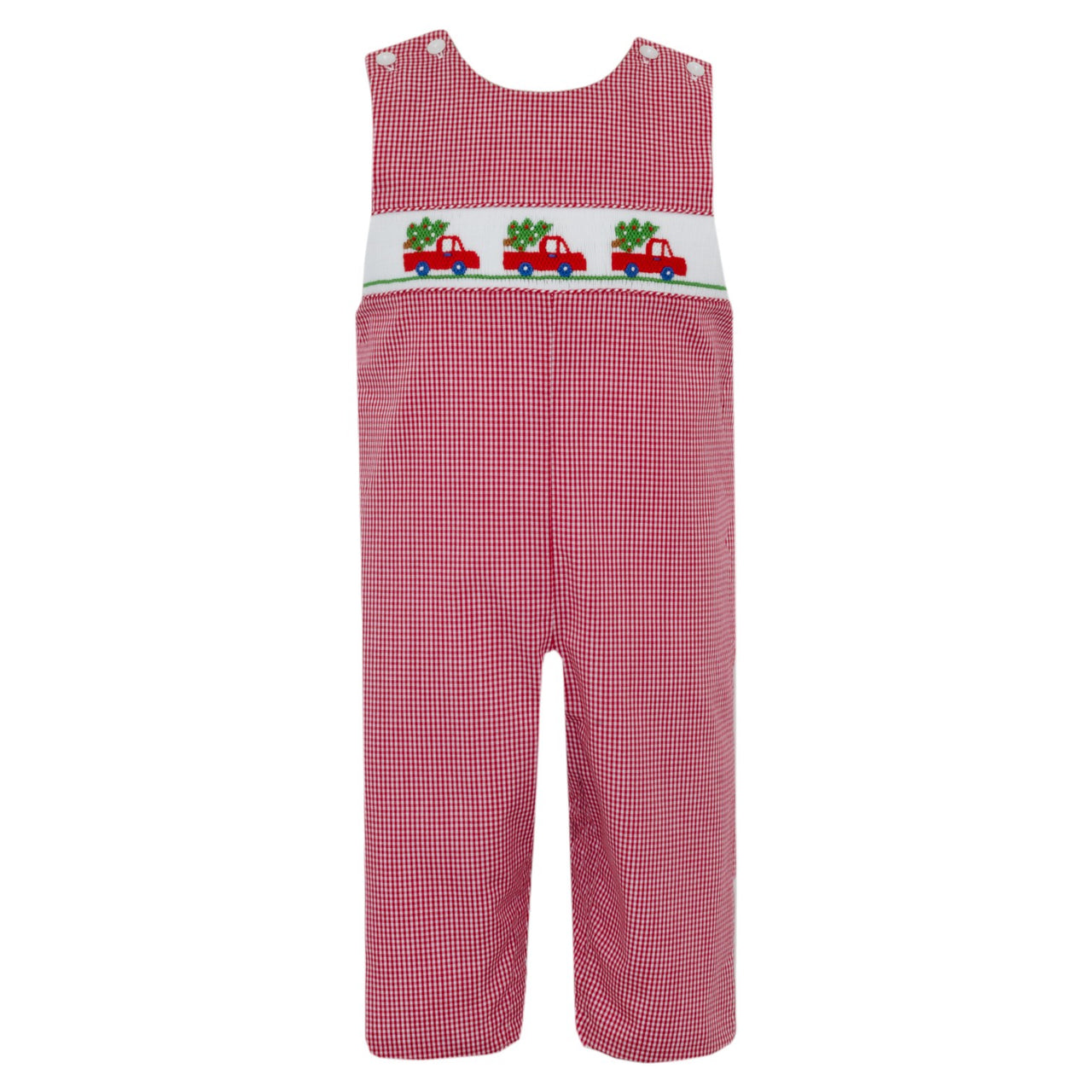 Petit Bebe X'Mas Trees W/Car Red Gingham Boy's Long Jon Jon 143K-MH25 5210