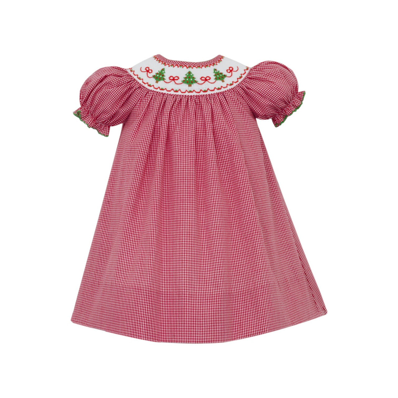Petit Bebe X'Mas Trees W/Bows Red Gingham Bishop W/Insert S/S 143R-MH25 5210
