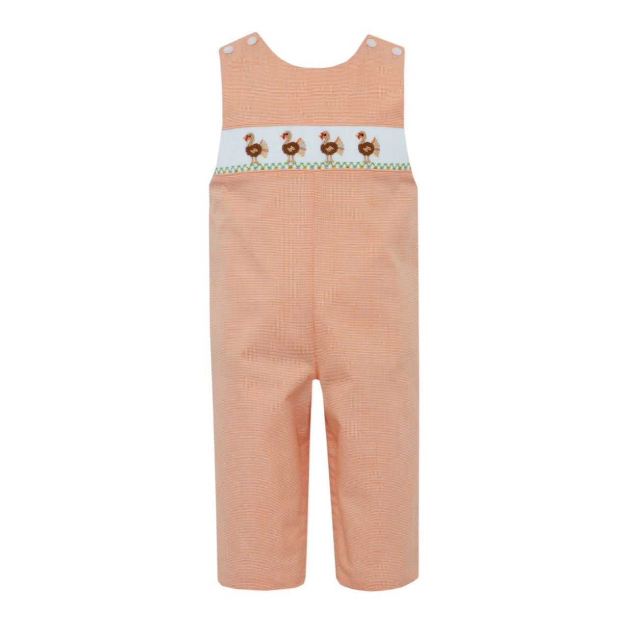 Petit Bebe Orange Turkey Microcheck Long Jon Jon 124K-MF25 5208