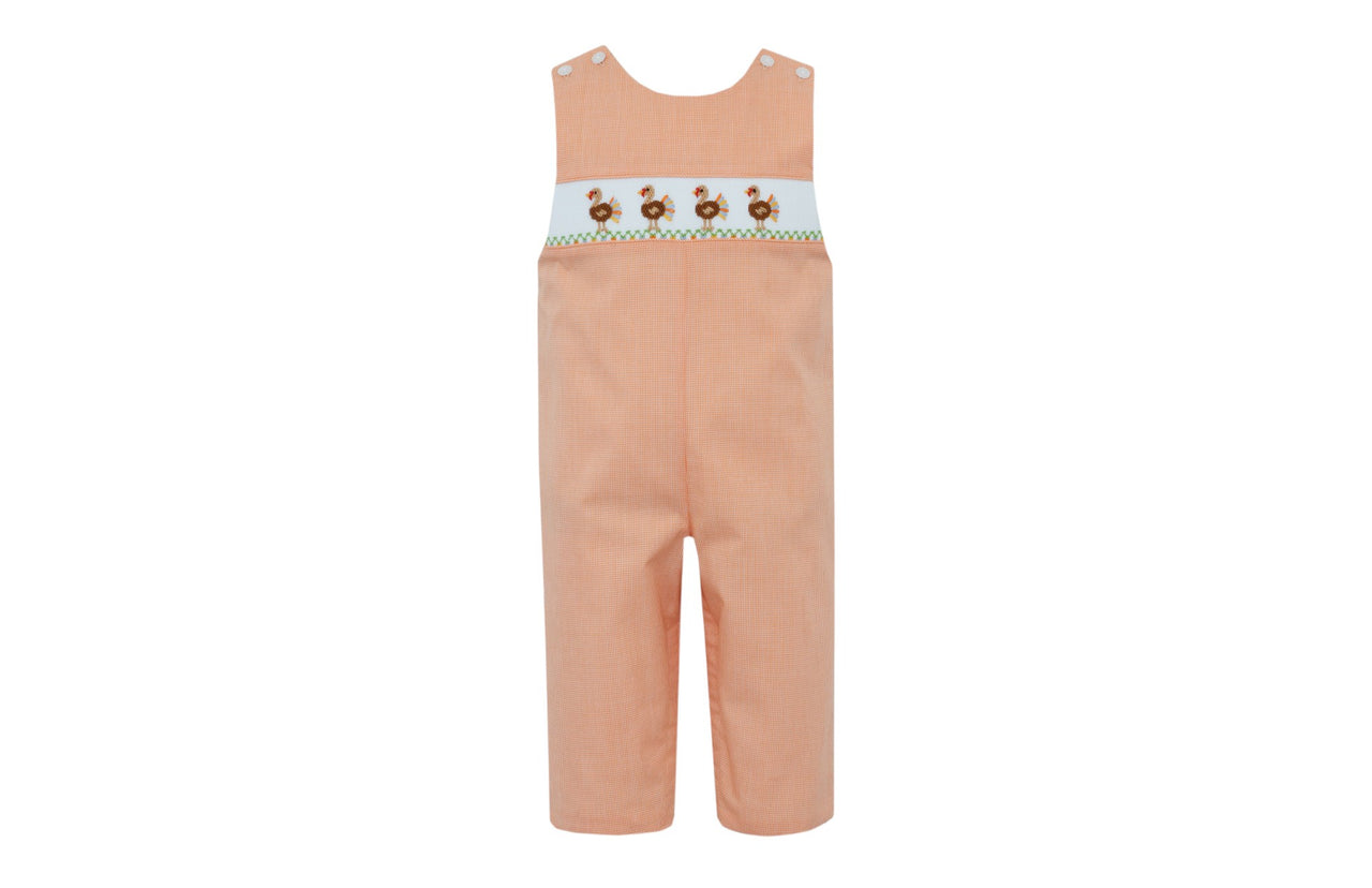 Petit Bebe Orange Turkey Microcheck Long Jon Jon 124K-MF25 5208